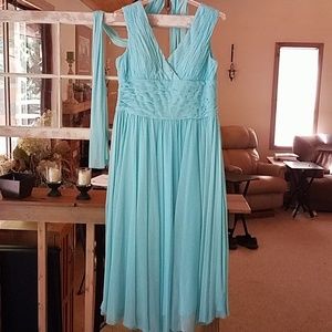 Baby Blue Formal Coctail Length Dress